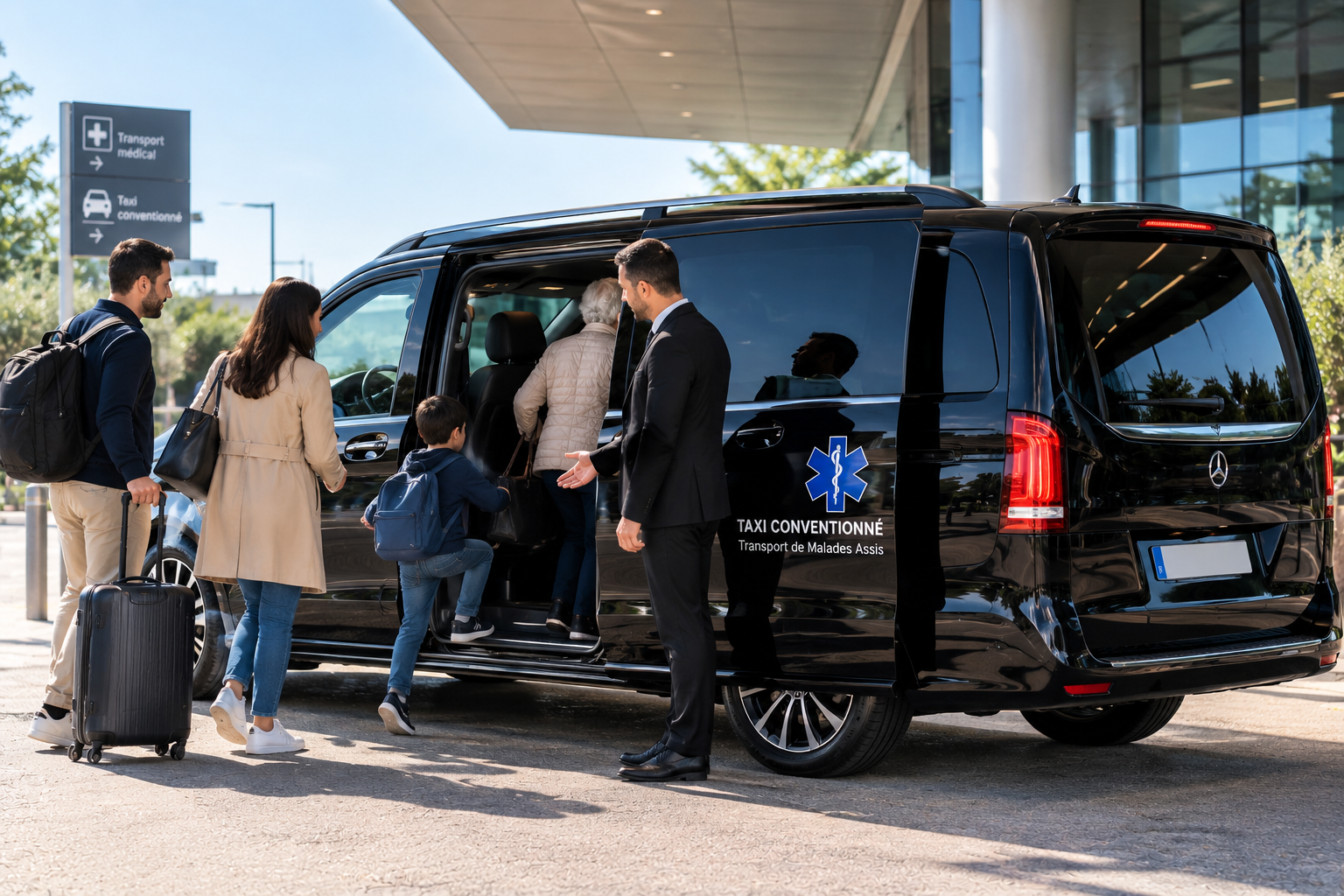 Van Taxi Dylan utilisé pour les trajets en famille et le transport conventionné
